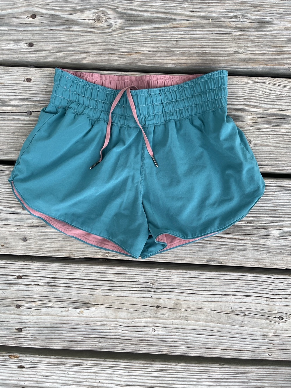 lululemon athletica Teal with Pink Lined Athletic Shorts